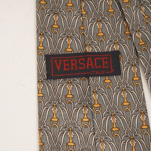 Versace Grey Classic Horsebit Reapeating Pattern Tie - Picture 5 of 6